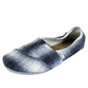 TOMS Women's Plaid‎ Loafer Gray Fabric Sz 7.5 Medium  Used 2025